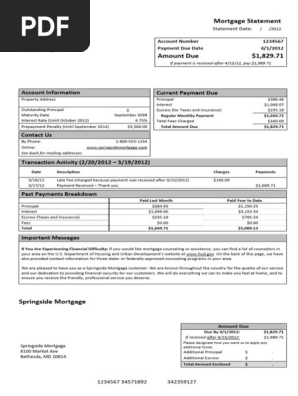 Mortgage number sample