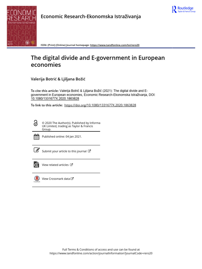 The Digital Divide and E-Government in European Ec | PDF