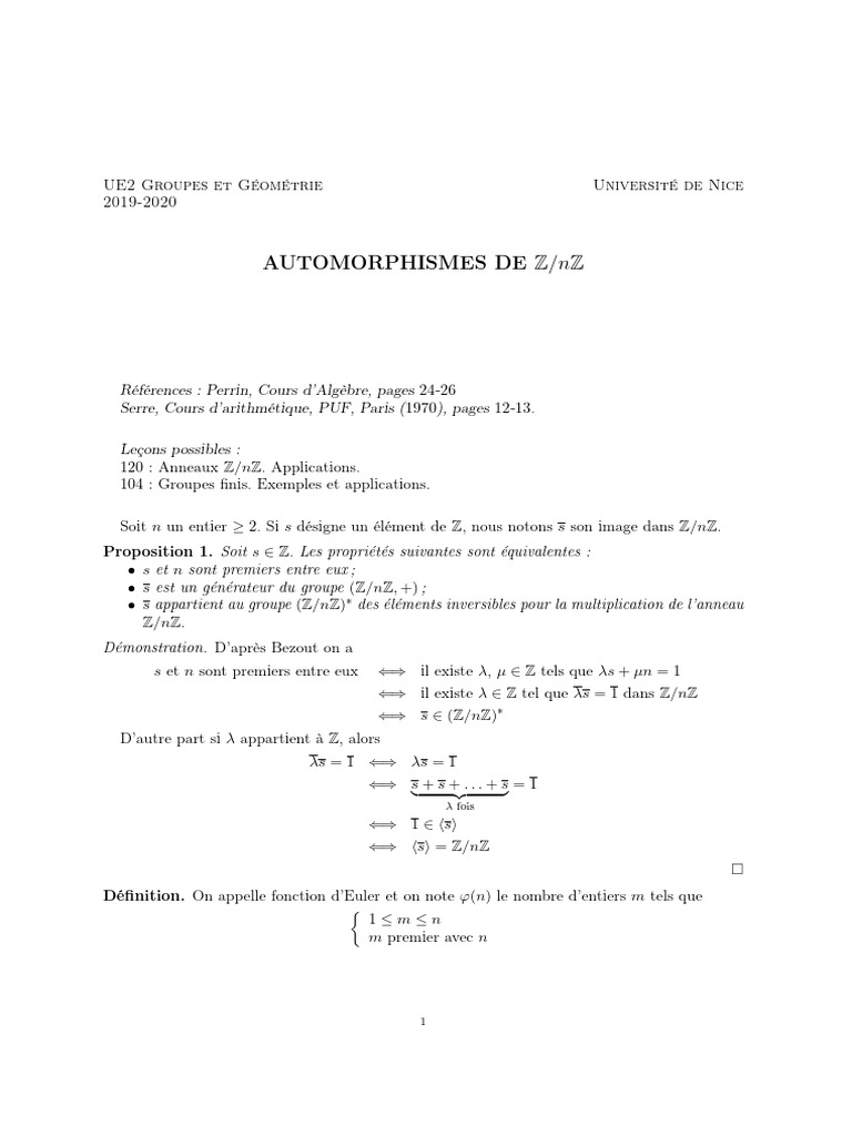 Groupe Des Automorphismes | PDF