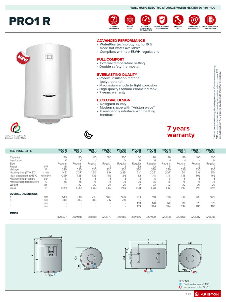 Ariston PRO1R | PDF