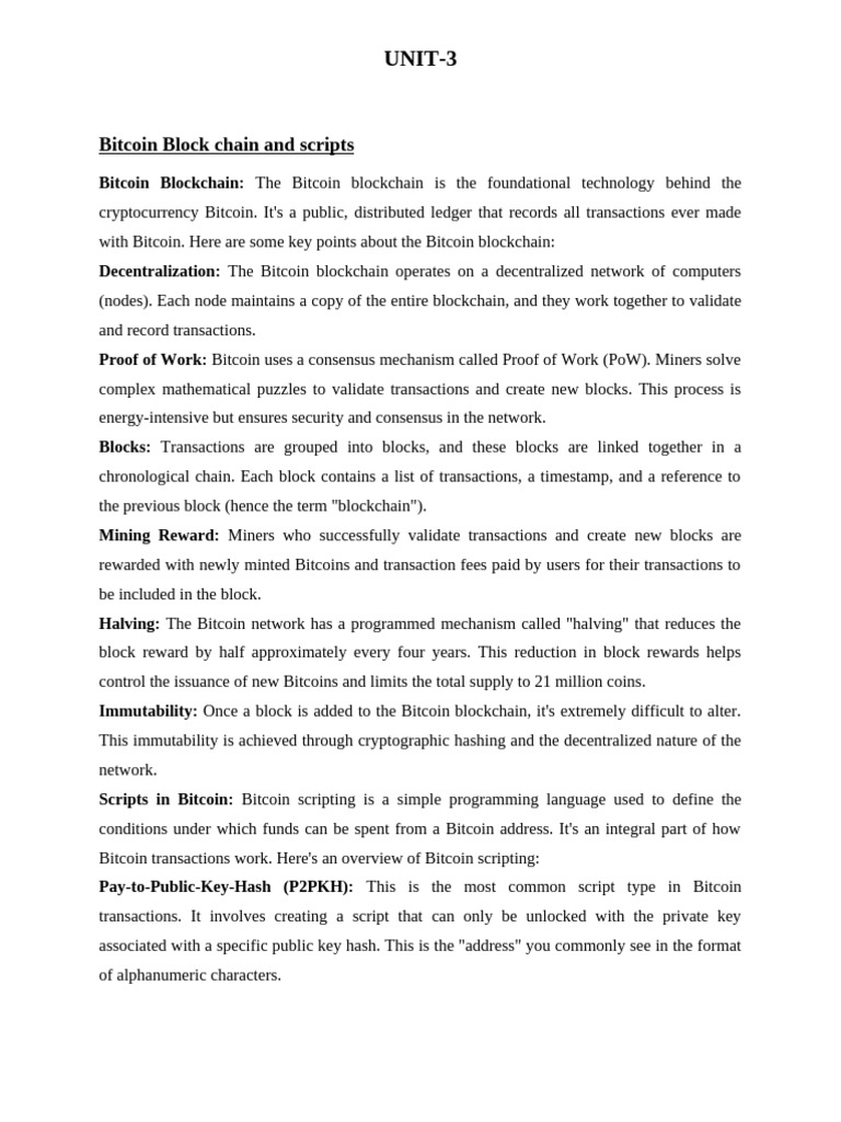 Bitcoin Blockchain & Scripts Guide | PDF | Bitcoin | Technology &  Engineering
