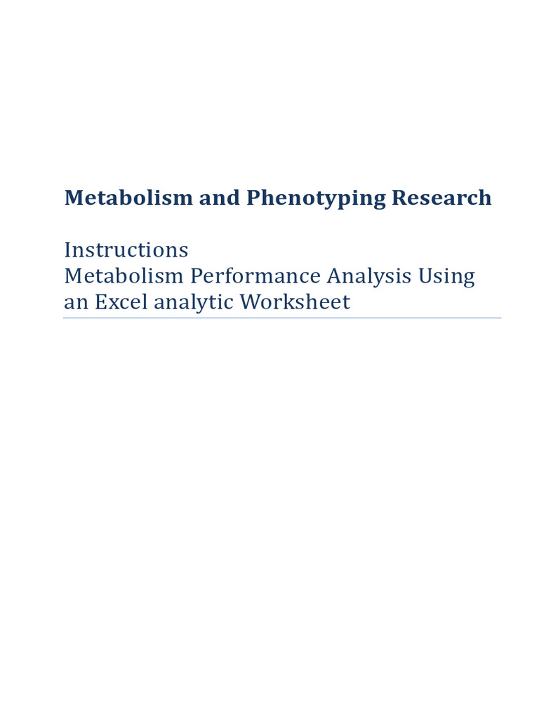 Metabolism Performance Analysis Tool V2 | PDF
