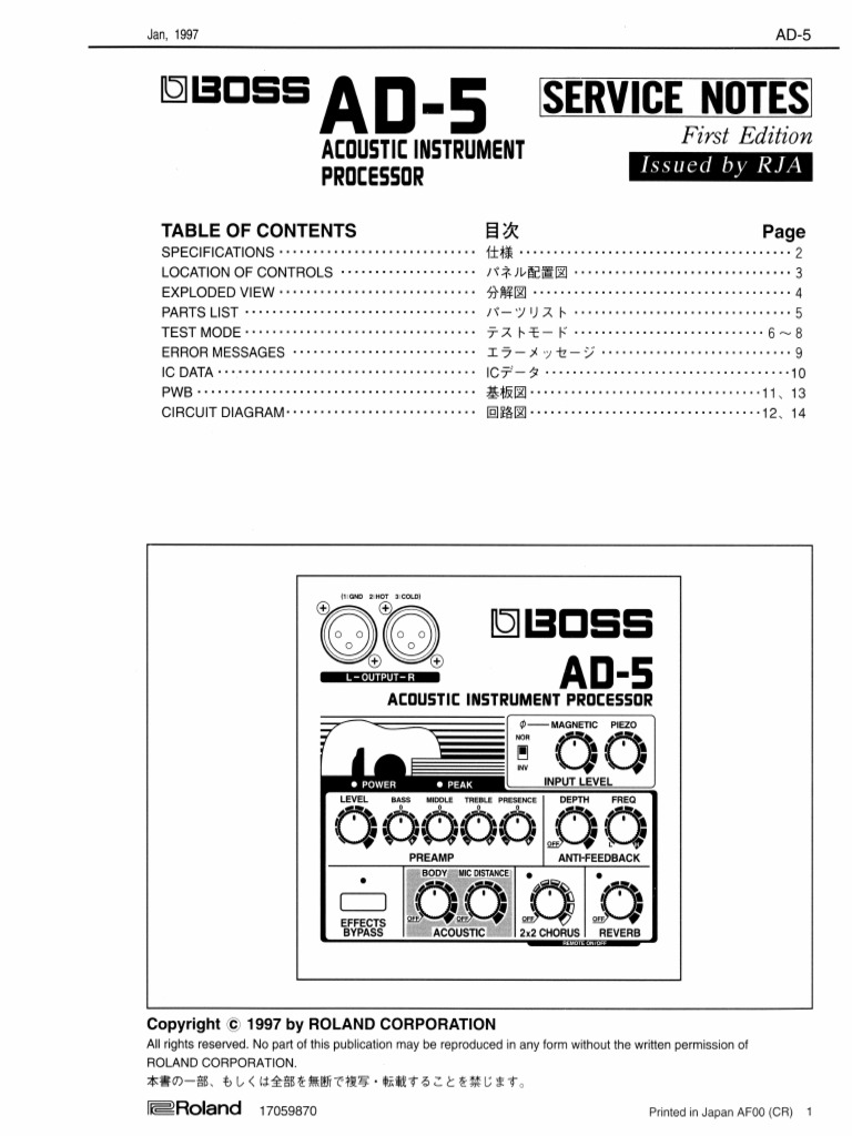 Boss AD5 Service Notes PDF