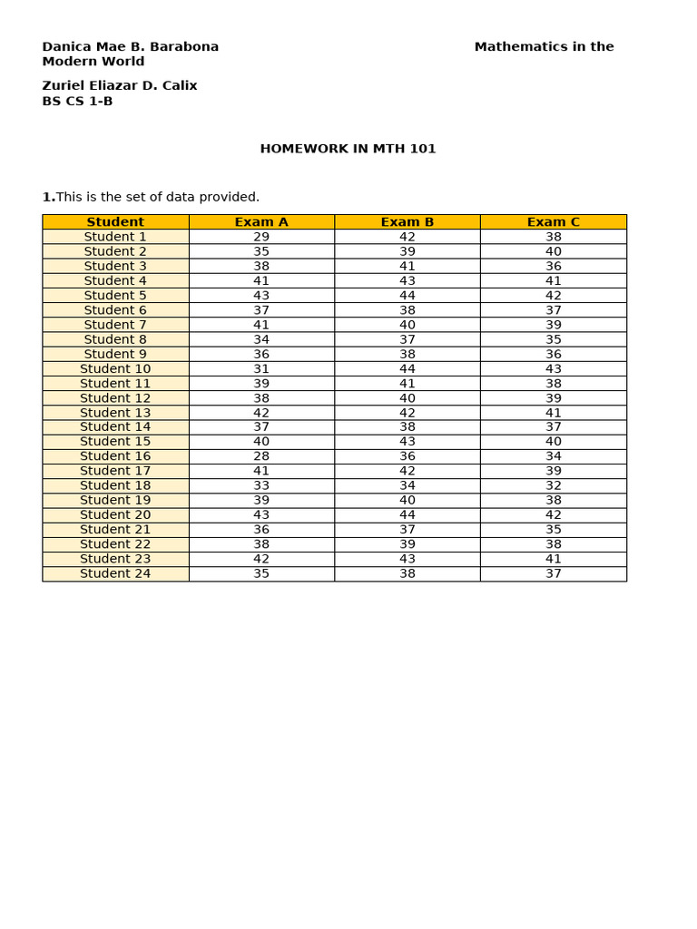 Example of Statistic Data | PDF