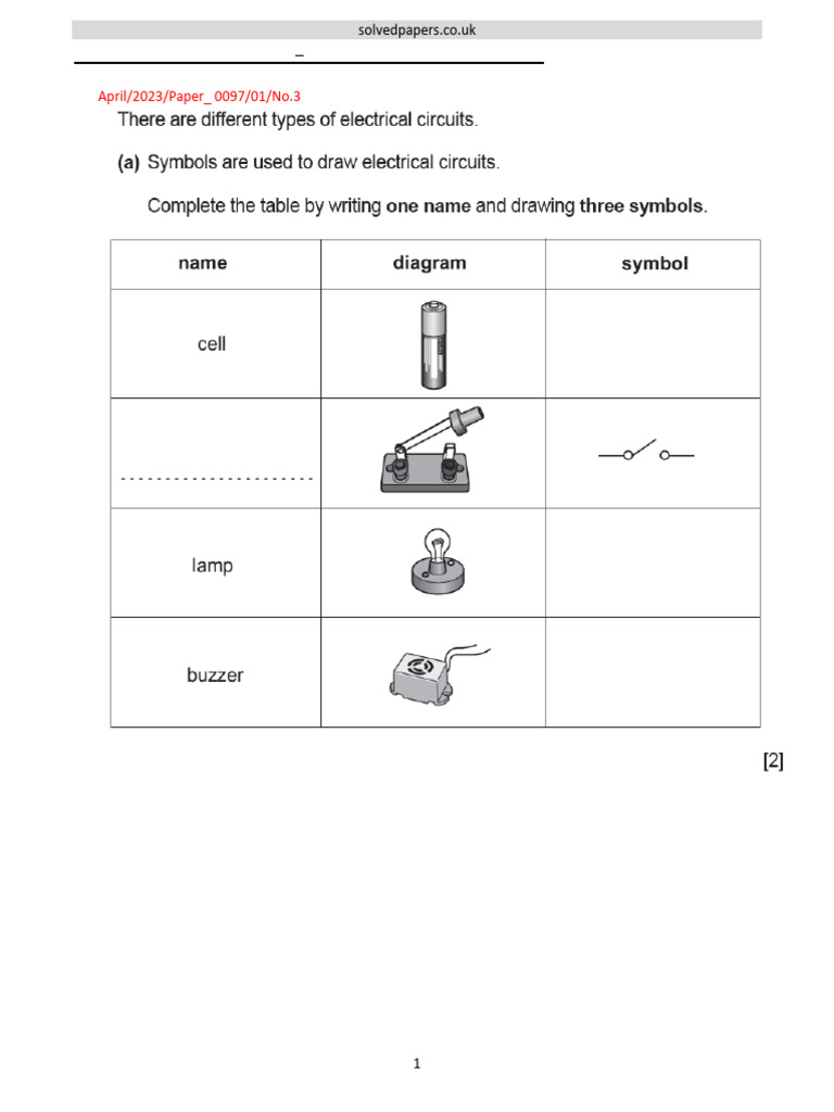2023 Electricity and Making Circuits Checkpoint - Primary Physics | PDF