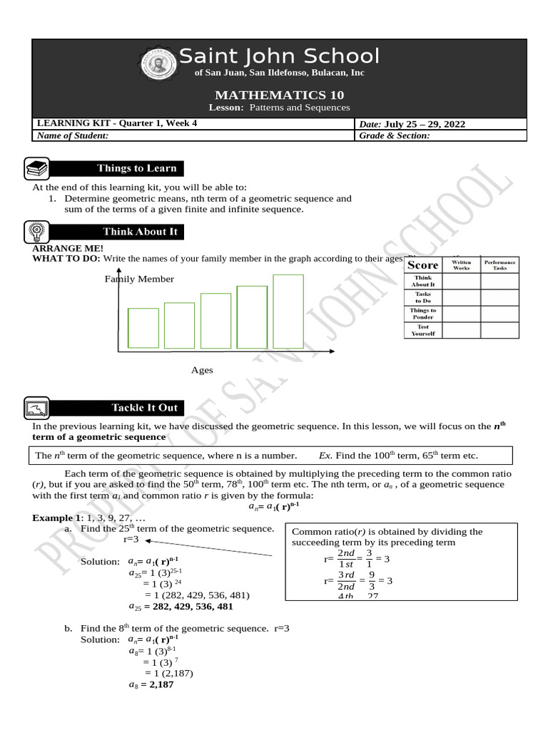 August - Math 10 | PDF