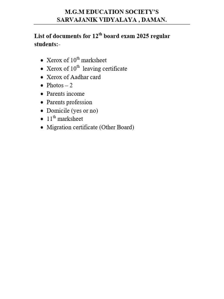 Documents For Board 2025 | PDF