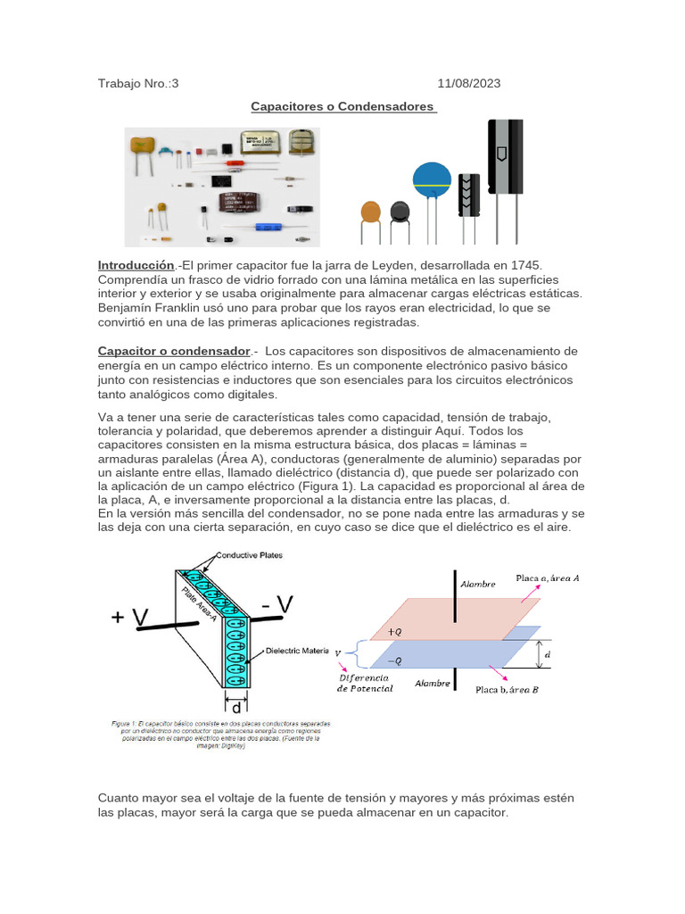 Trabajo LL Nro 3 Capacitores | PDF | Condensador | Electricidad