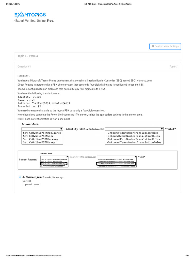 MS 721 Exam Free Actual Q as Page 1 ExamTopics PDF MS 721 Exam Free Actual Q as Page 1 ExamTopics PDF
