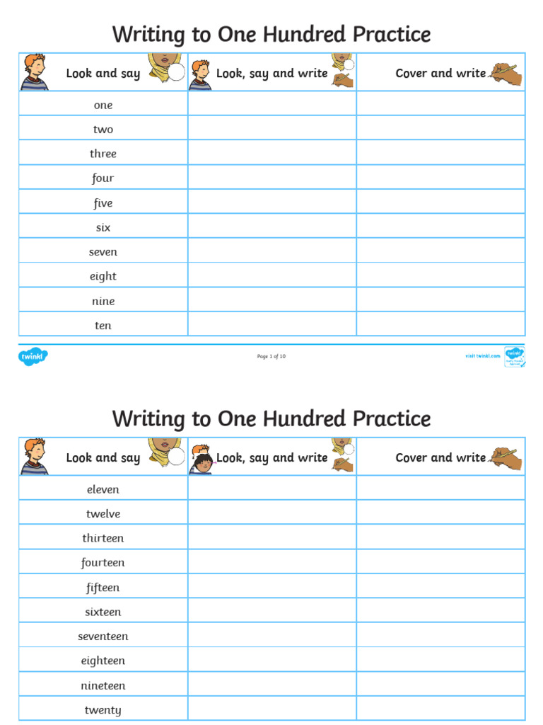Au L 711 Number Words Writing To A Hundred Activity Sheets - Ver - 2 | PDF