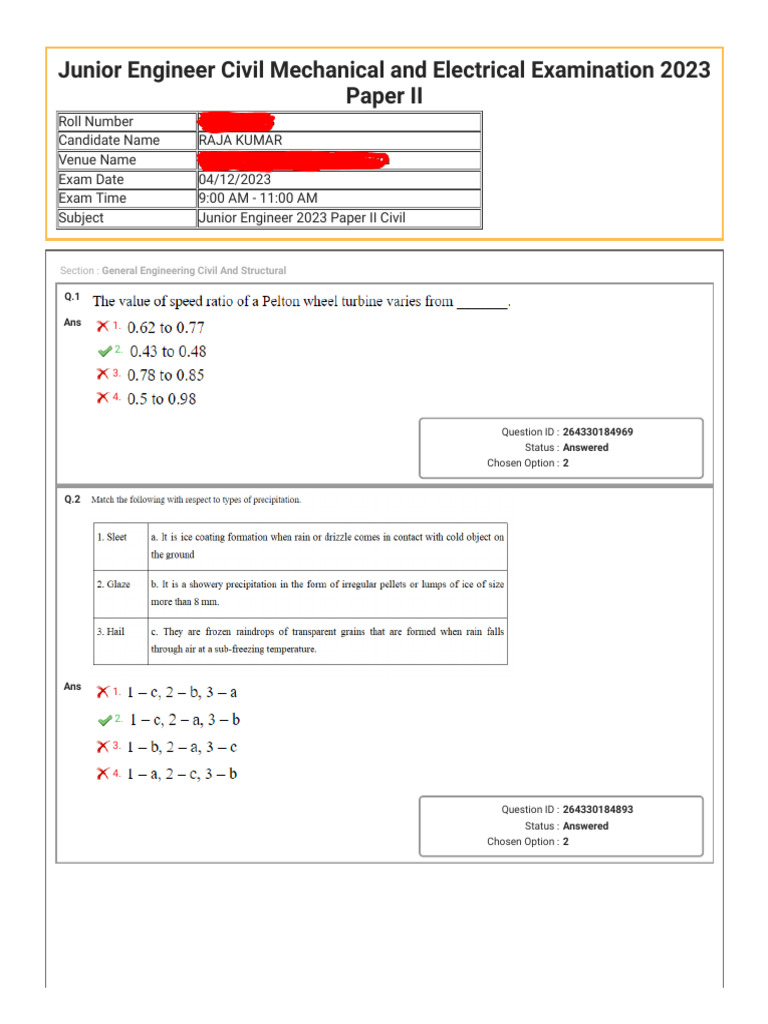 SSC Je Mains Final Answer Key | PDF