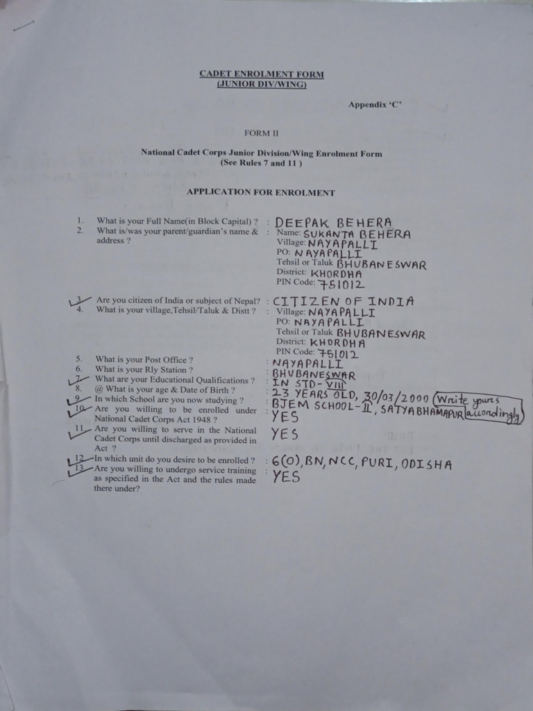 Instructions For Filling Up The Enrollment Form. | PDF