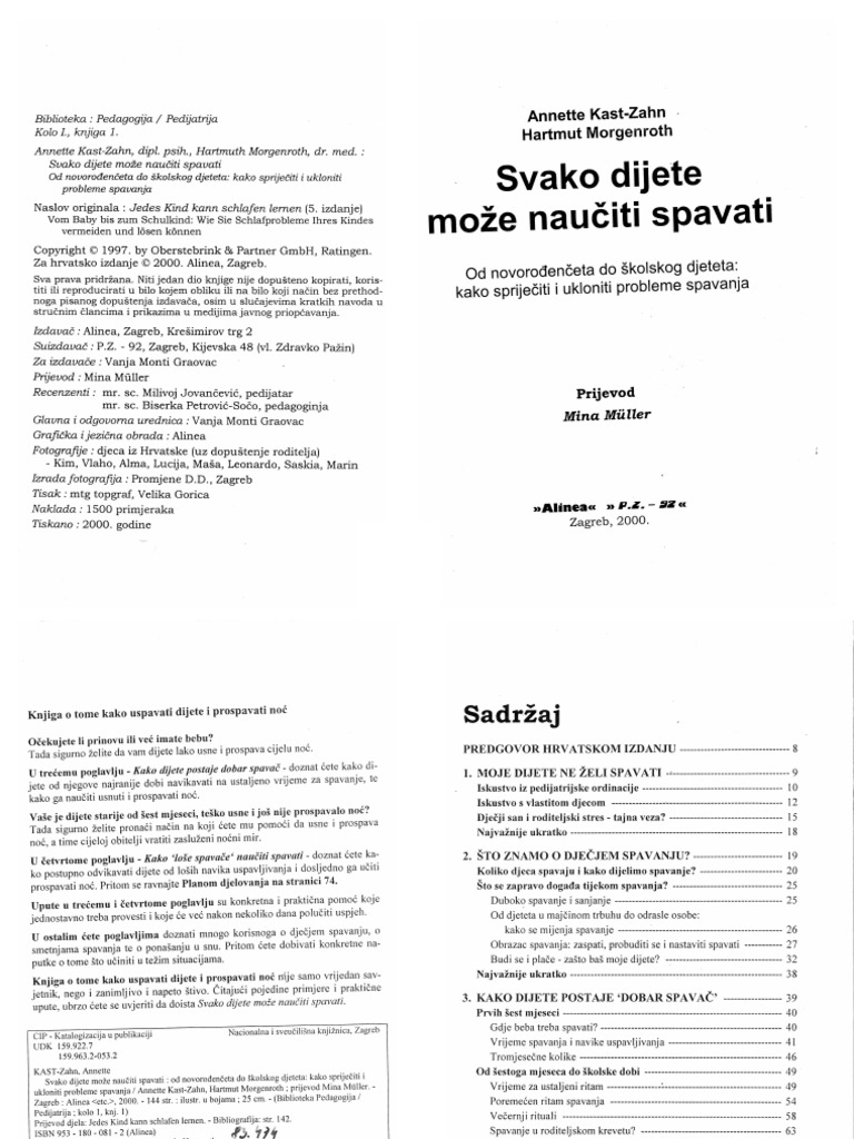 Svako Dijete Može Naučiti Spavati Kast Zahn Morgenroth | PDF