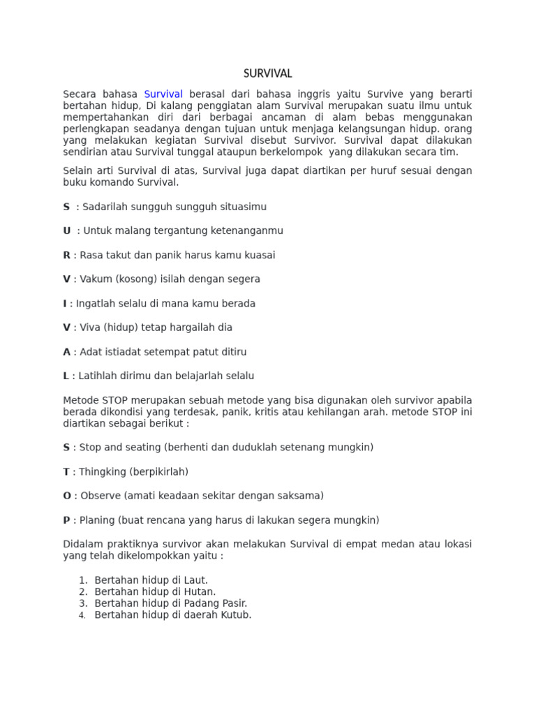 SURVIVAL | PDF