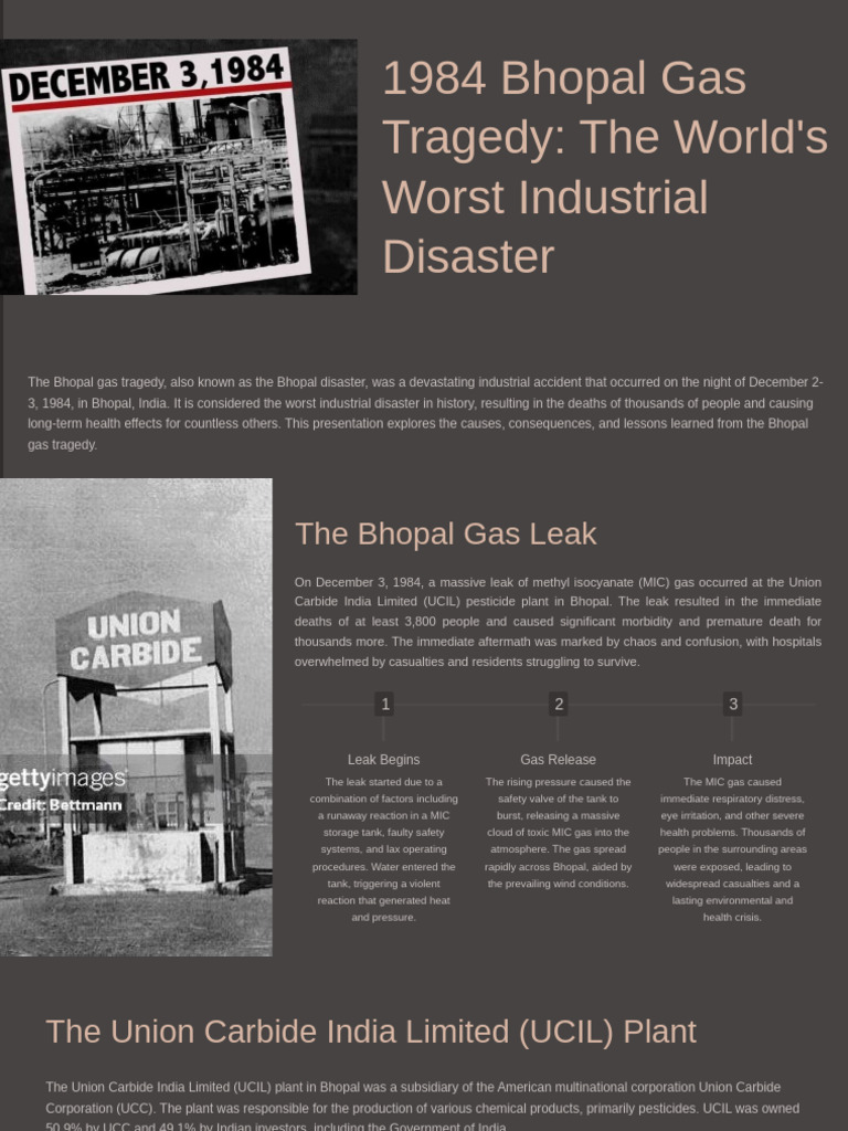 1984 Bhopal Gas Tragedy The Worlds Worst Industrial Disaster | PDF