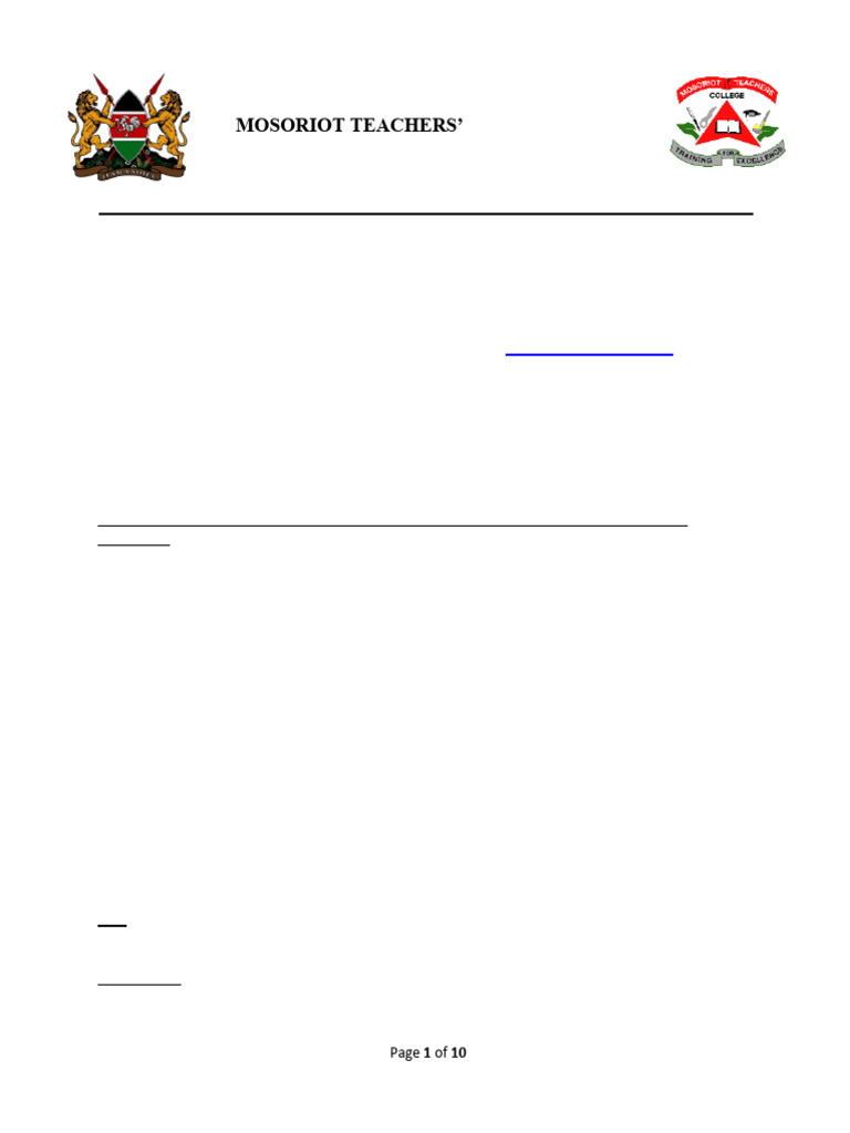 Mosoriot Teachers'College: Mobile Email | PDF