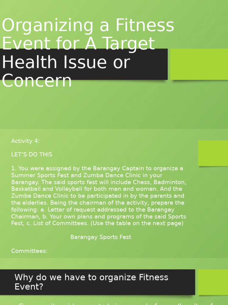 Organizing A Fitness Event For A Target Health | PDF