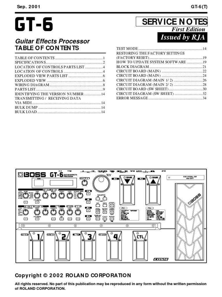 Boss GT-6 Service Notes | PDF | Digital To Analog Converter Boss GT-6 Service Notes | PDF | Digital To Analog Converter