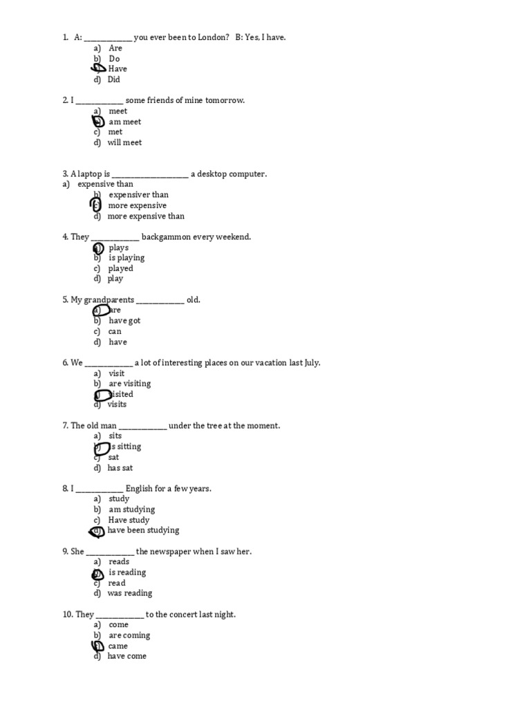 A2 And B1 Multiple Choice Pdf Cyprus