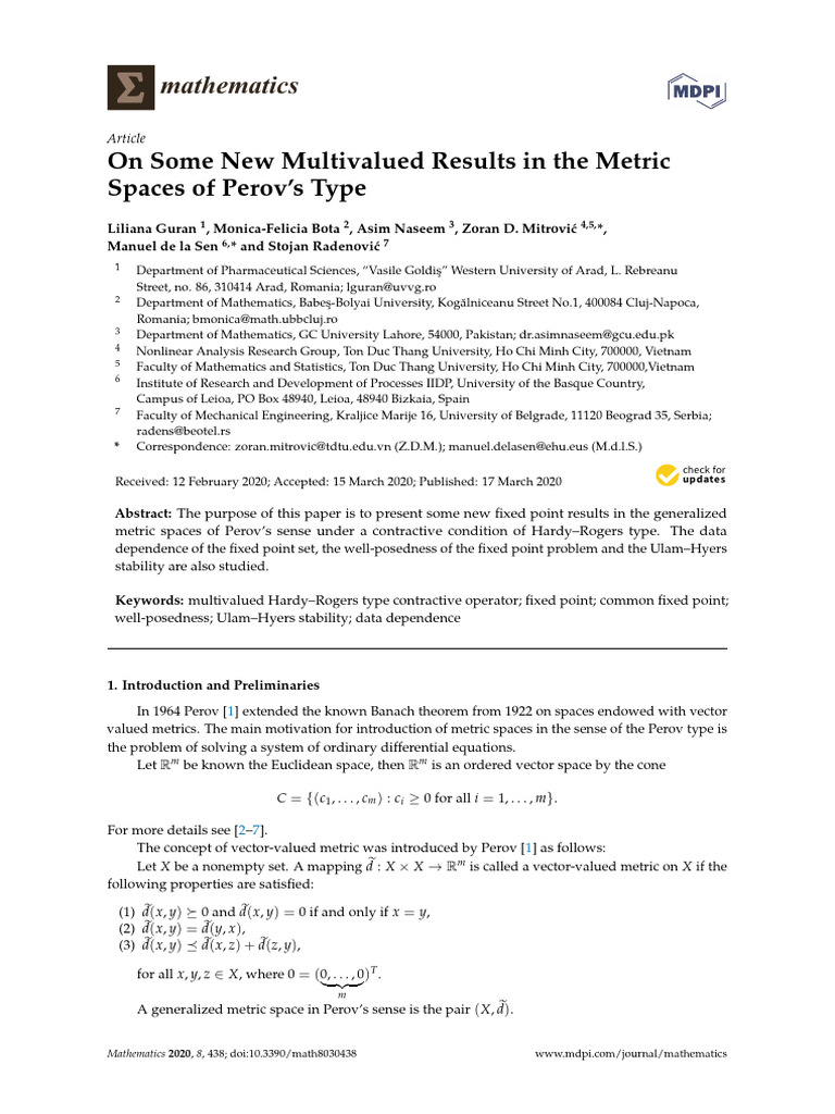 2020 On Some New Multivalued Results in The Metric | PDF