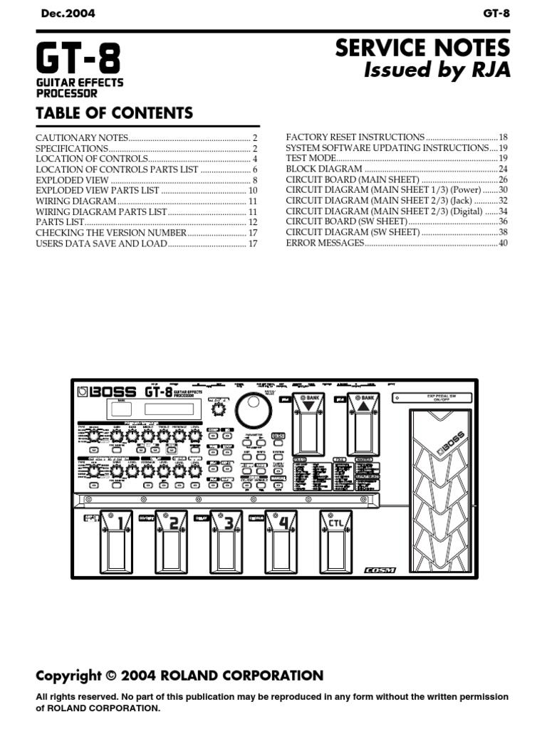 Boss GT8 Service Notes PDF Analog To Digital Converter