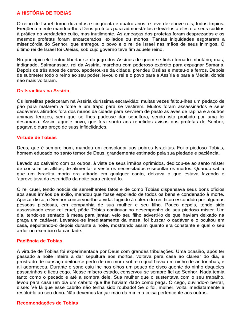 Historia de Tobias - Arcanjo Rafael | PDF