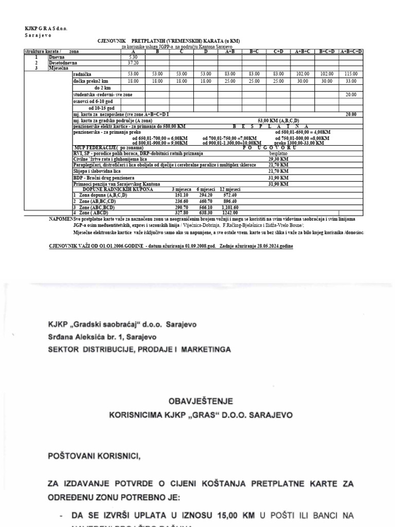 Cjenovnik Potvrda | PDF
