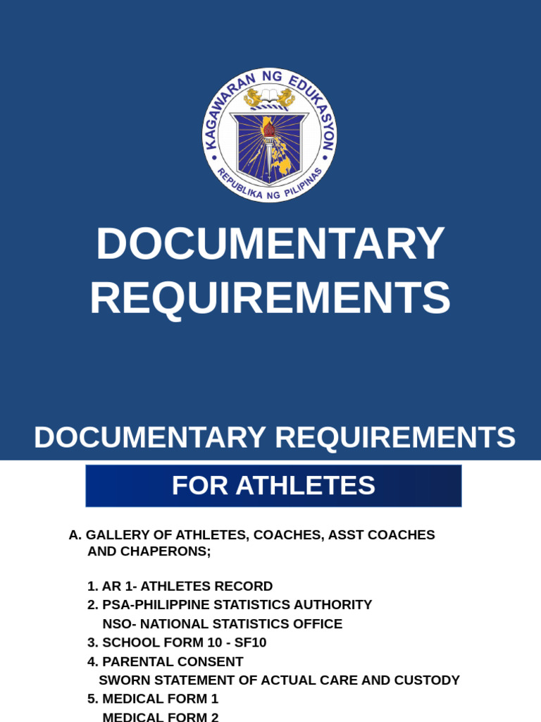 Documentary Requirements of Athletes Coaches Chaperones | PDF