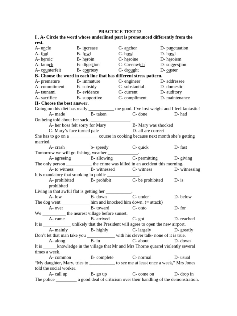 Practice Test 12 | PDF