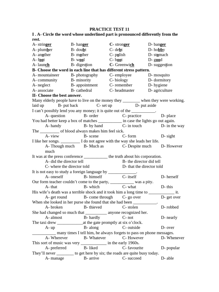 Practice Test 11 | PDF