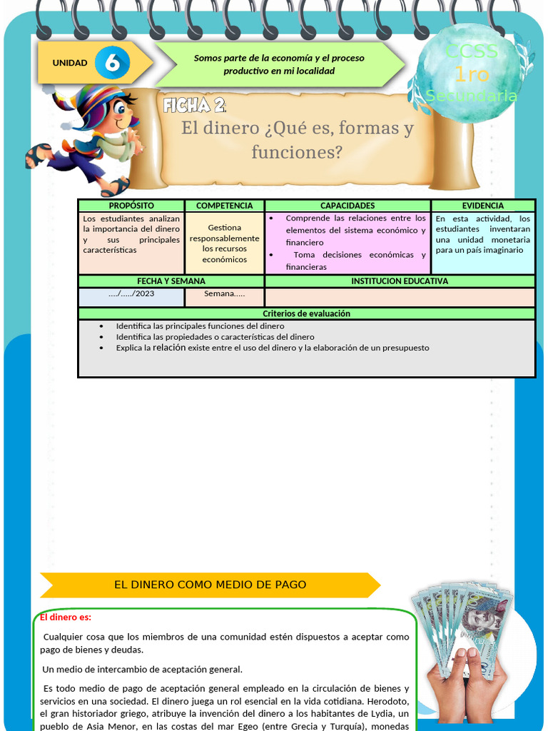 Ficha de Actividad CCSS 1°-Semana 2 Uni 6 | PDF