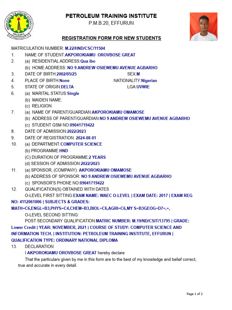 HND Registration for Computer Science | PDF | Vocational Education ...