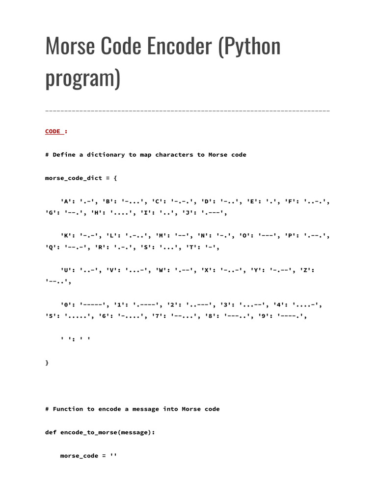 Morse code encoder python program | PDF
