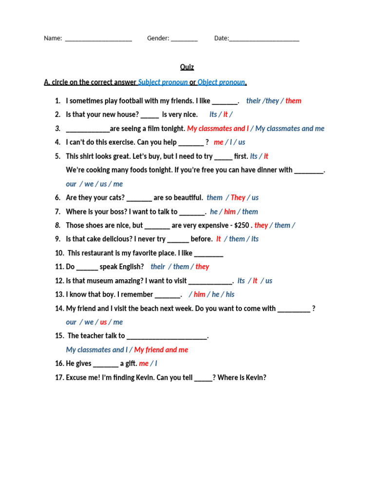 6A Exercise With Answer Key | PDF
