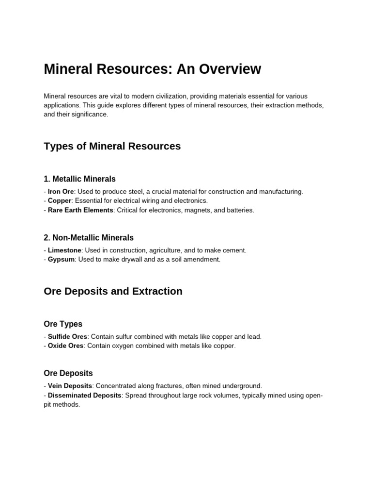 Mineral Resources Notes | PDF