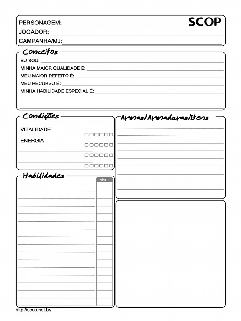 Scop - Ficha Editavel | PDF