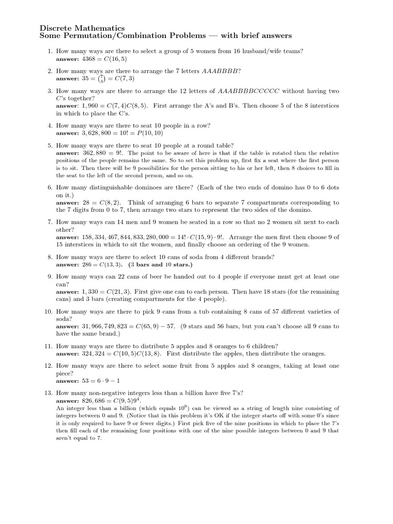 Counting Problems Part 1 Answers | PDF