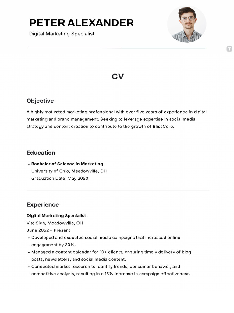 CV Template - Edit Online & Download Example | PDF
