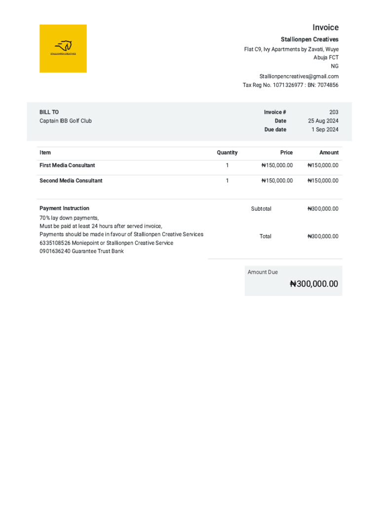 Media Consultant Invoice | PDF