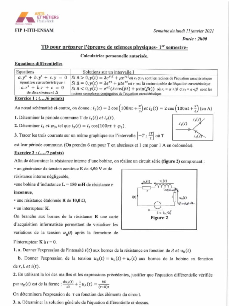ENSAM Physique TD PDF