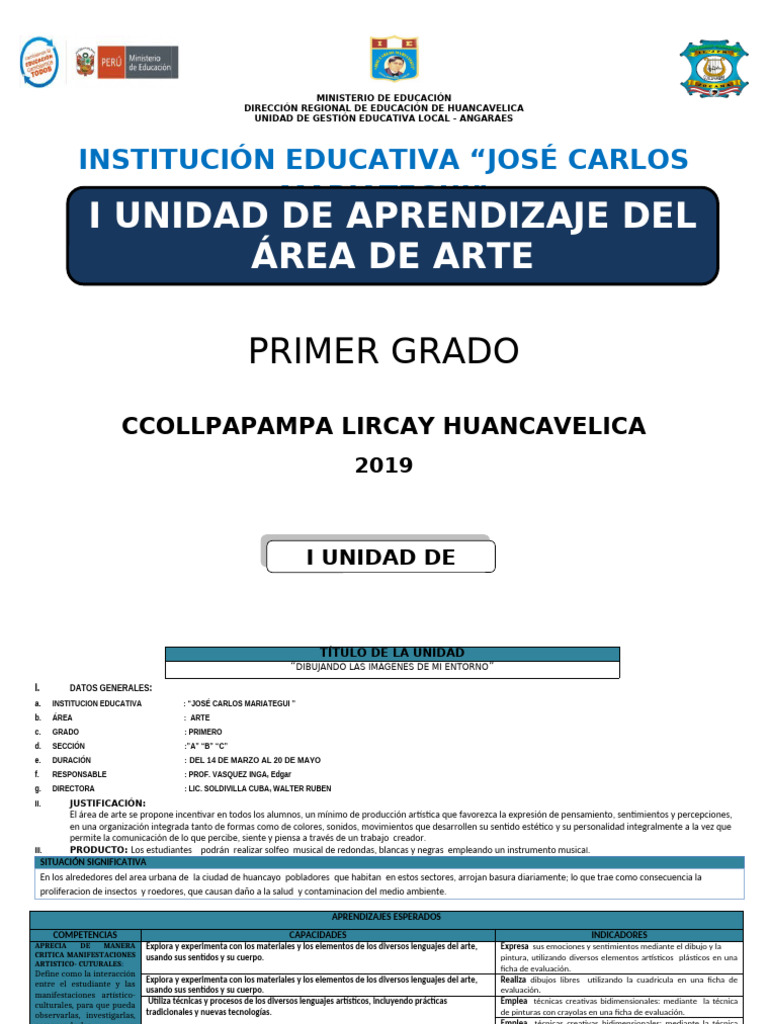 Unidad Aprendizaje Del Area de Arte y Cultura #Iv | PDF