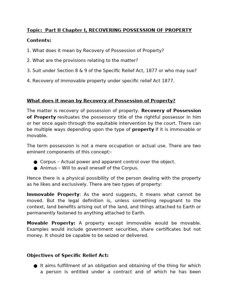 Recovery of Possession | PDF