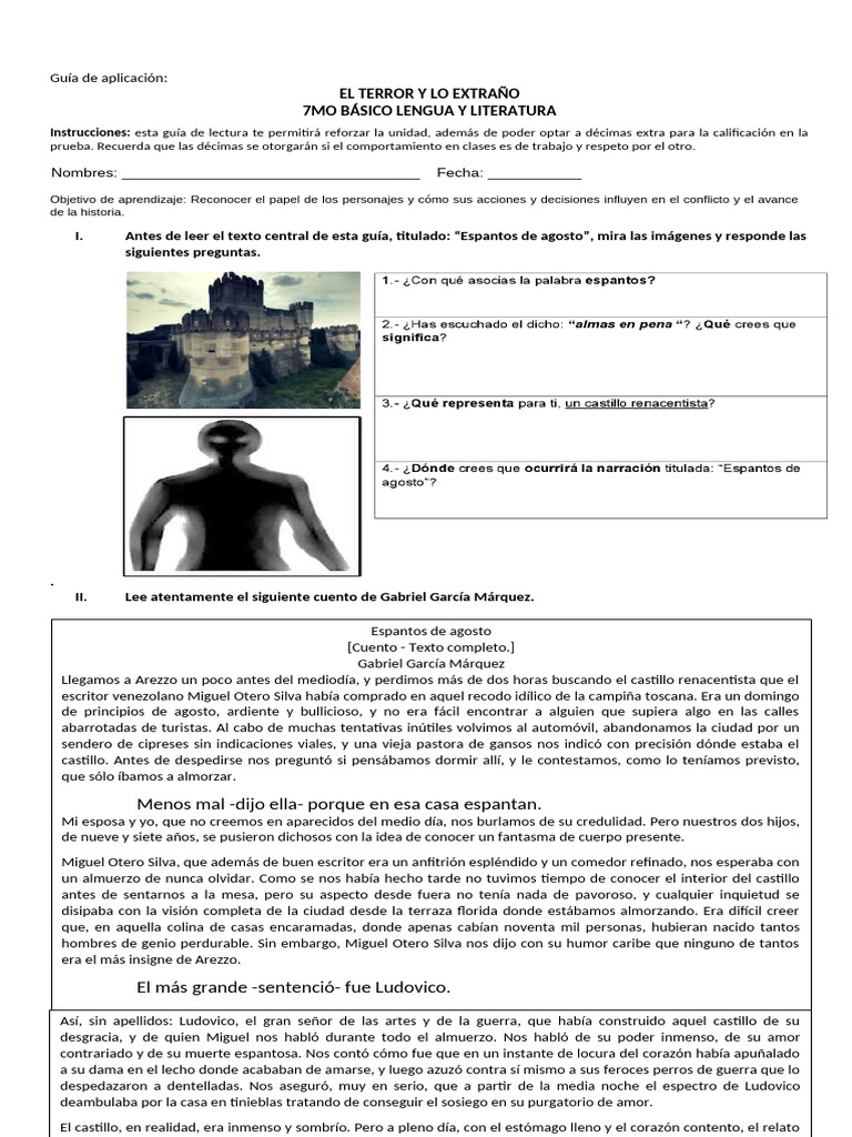 El Terror y lo Extraño en 7mo Básico | PDF | Narración