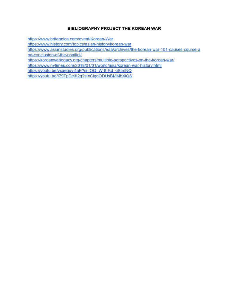 Bibliography Project The Korean War | PDF