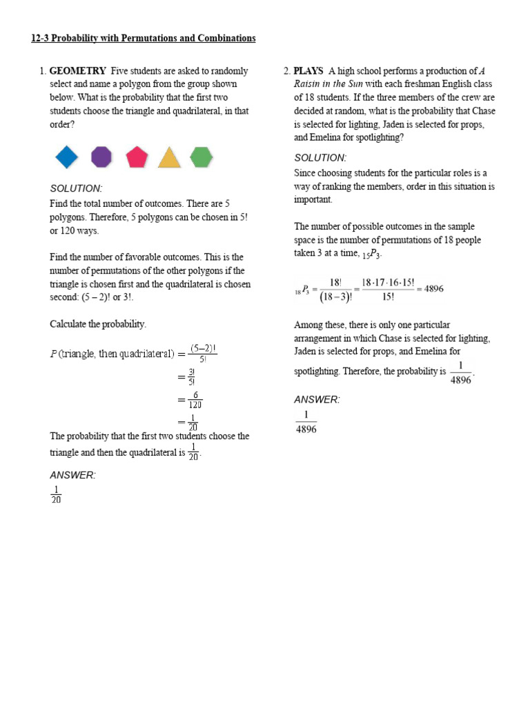 Probability in Permutations & Combinations | PDF | Permutation ...