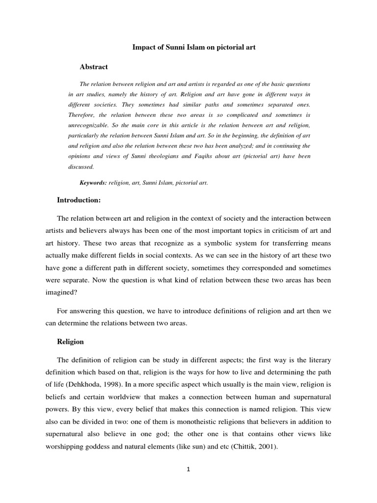 Impact of Sunni Islam On Pictorial Art | PDF