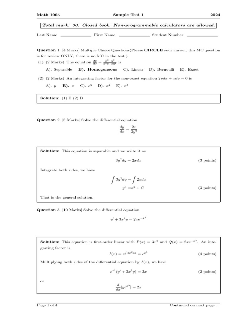 Sample Test - 1 - Solutions | PDF