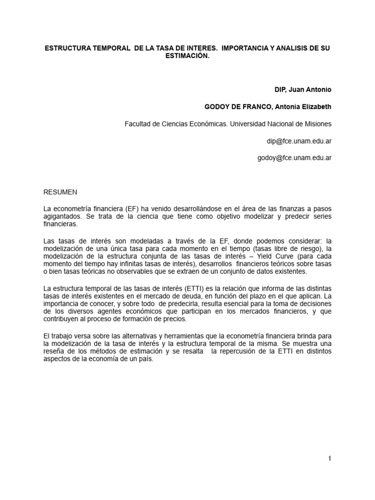 Estructura Temporal de Tasas de Interés | PDF | Inflación | Finanzas y ...