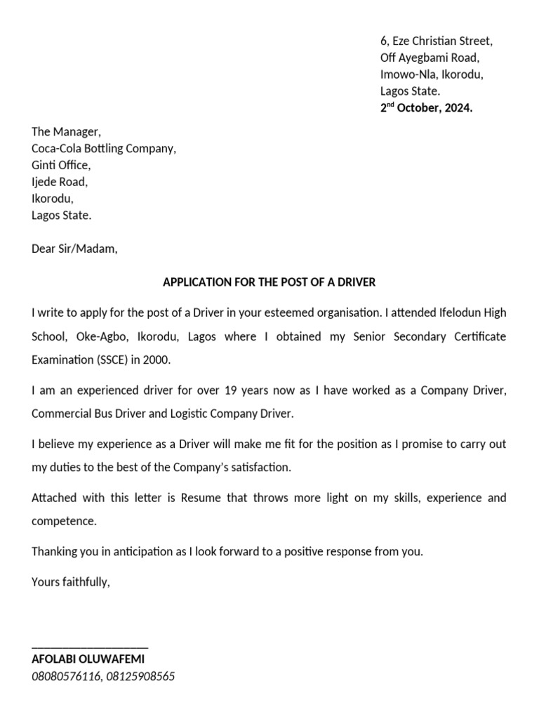 Driver application pdf