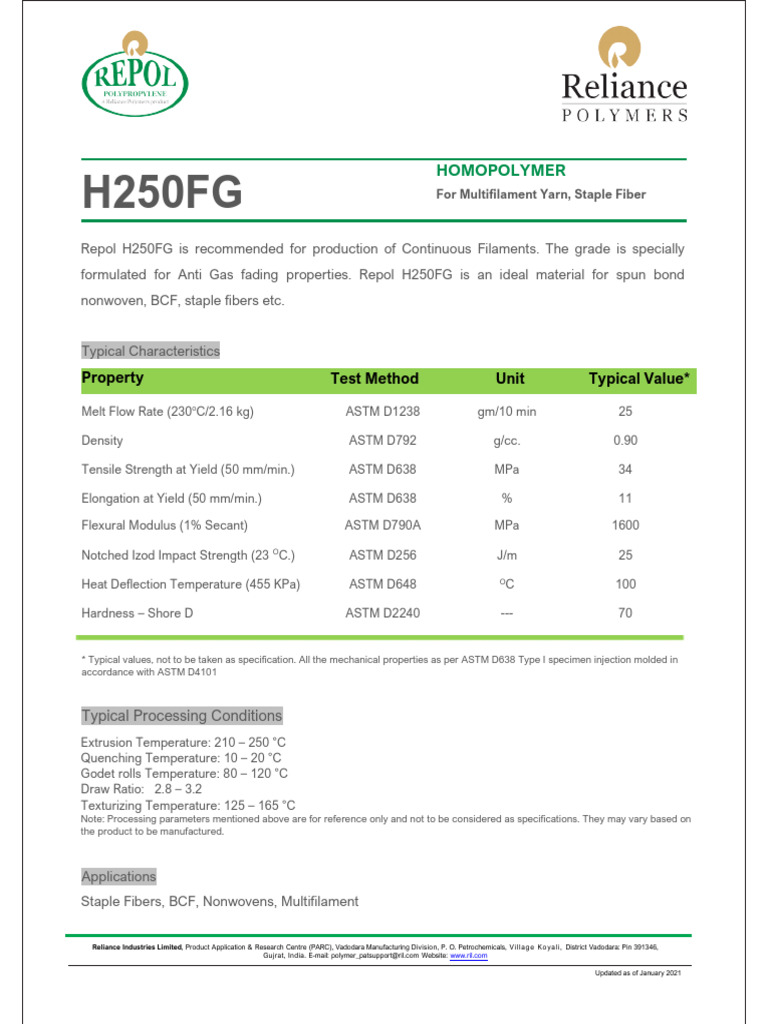 TDS H250FG-1 | PDF